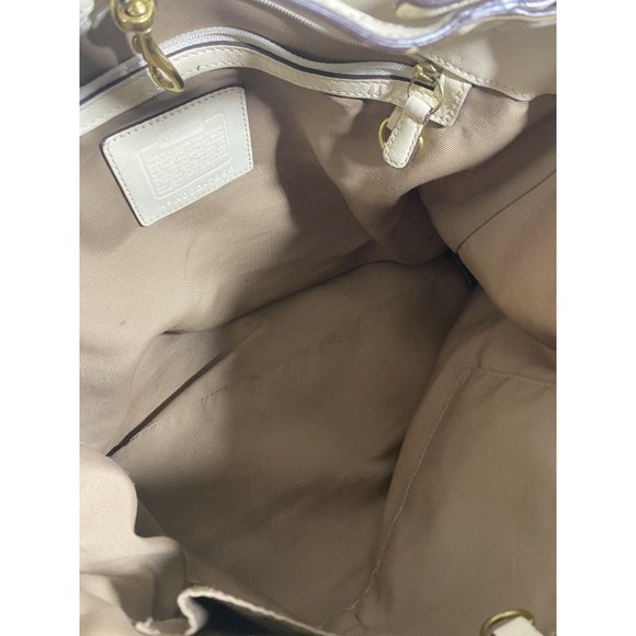 COACH Womens Signature Logo All Over Print Handbag Cream Off White Please Read - Picture 8 of 8